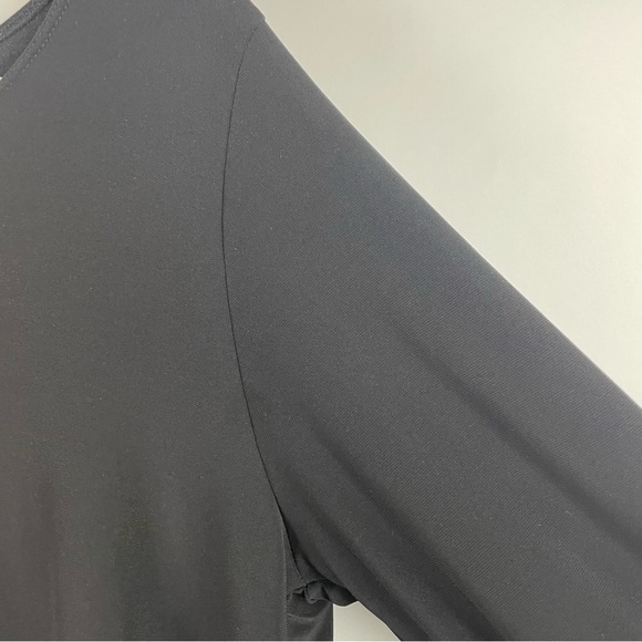 Sun Kim NWT Black Tunic Crepe Asymmetric Split Hem Knit Top/Sleeves Lagenlook L - Picture 3 of 16